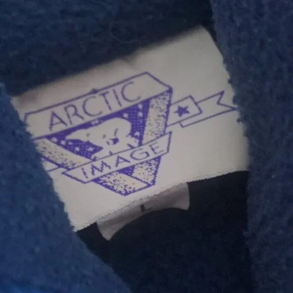 Vintage '90S Arctic Image Navy Lexington Fleece Quarter Button Pullover Sweater - Picture 11 of 11